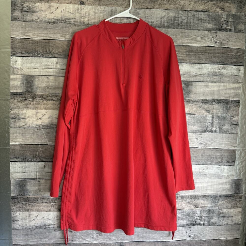 Coolibar Sun Protection Rash Guard Top Lawai Ruche Long Sleeve Swim Shirt Sz XXL